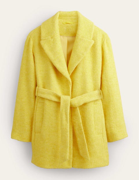 Brushed Wool Blend Belted Coat Yellow Women Boden
