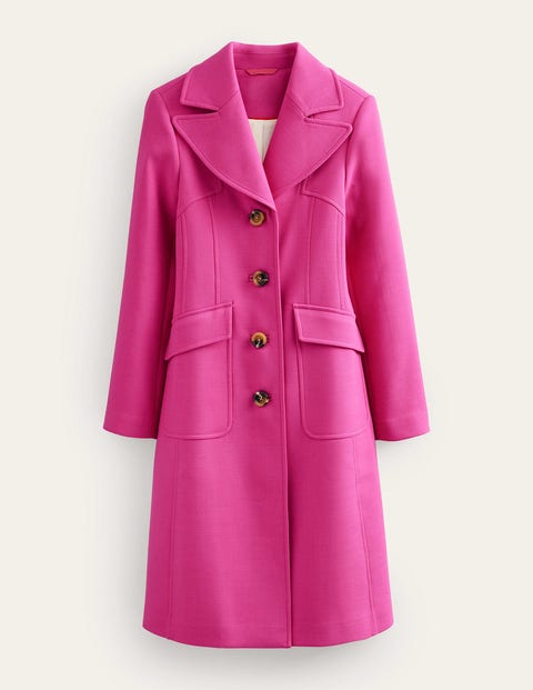 Fitted Wool Blend Maxi Coat - Pink | Boden UK