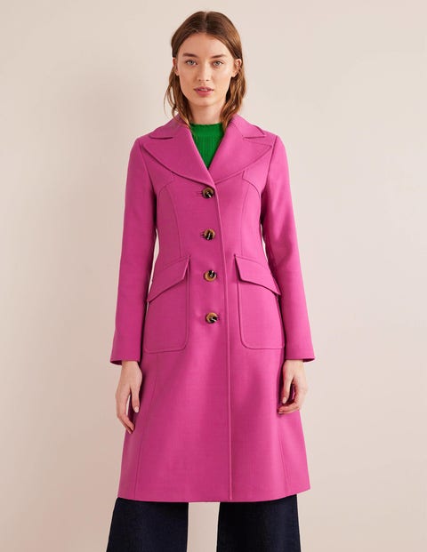 Fitted Wool Blend Maxi Coat - Pink | Boden EU