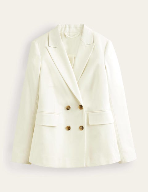 Double Breasted Twill Blazer Ivory Women Boden