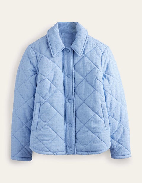 veste matelassée en coton à broderie anglaise femme boden, chambray