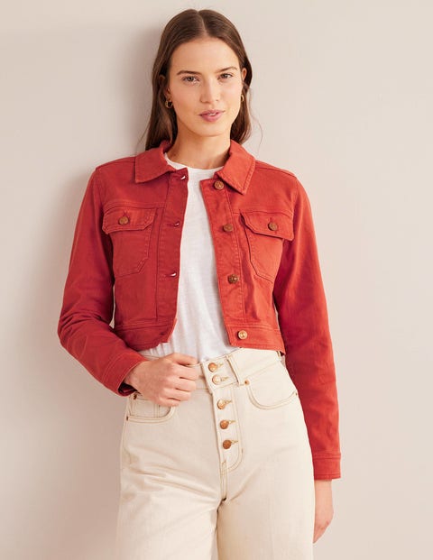 Cropped Casual Cotton Jacket - Tomato | Boden UK