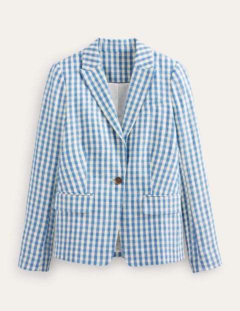 Cambridge Leinenblazer Damen Boden, Blau/Weiß, Vichykaros