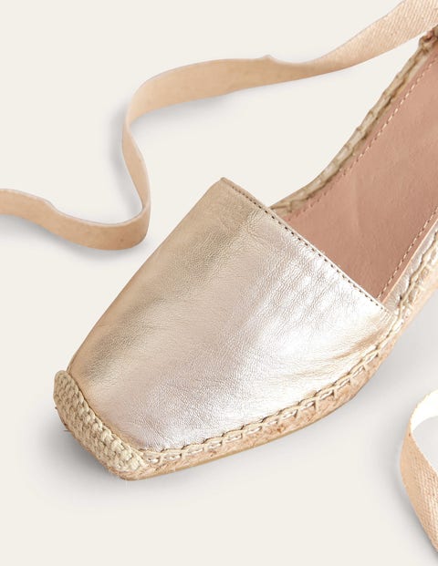 Esme Espadrille Wedges - Gold Metallic Leather | Boden UK