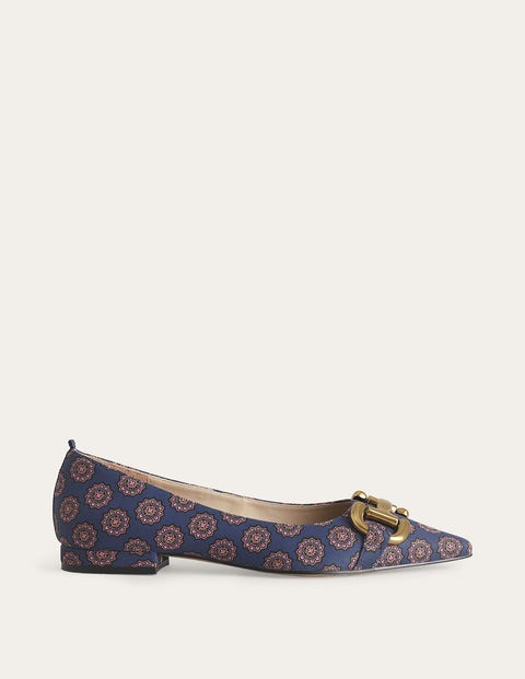 Boden Snaffle Trim Ballet Flats French Navy, Sunflower Geo Women