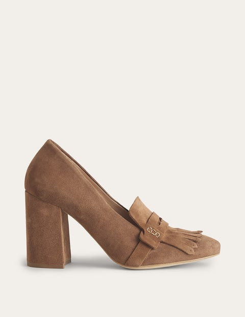Ghillie Detail Heeled Loafers Brown Women Boden