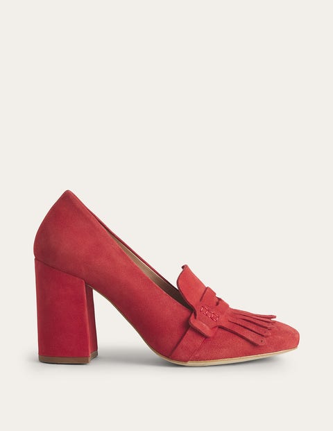 Ghillie Detail Heeled Loafers Red Women Boden