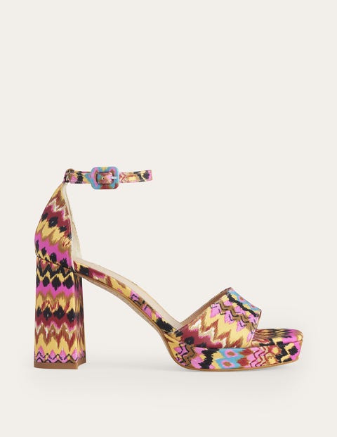 Heeled Platform Sandals Multi Women Boden, Multi, Textured Ikat