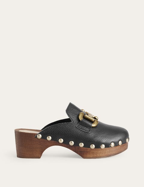 Iris Snaffle Heeled Clogs Black Women Boden