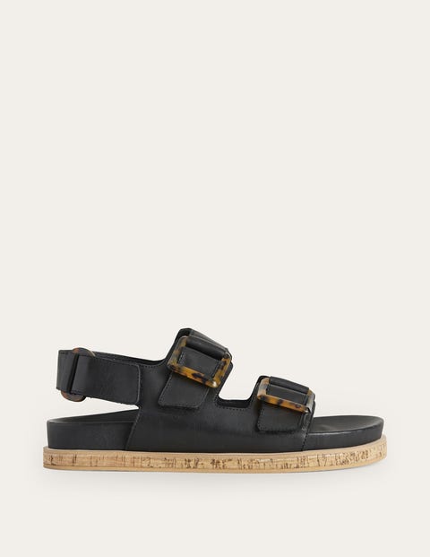 Chunky Flat Buckled Sandals Black Women Boden