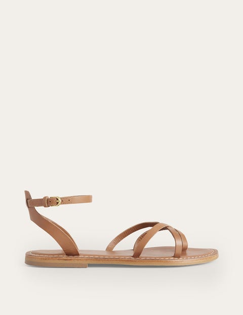 Easy Flat Sandals - Tan Leather | Boden US