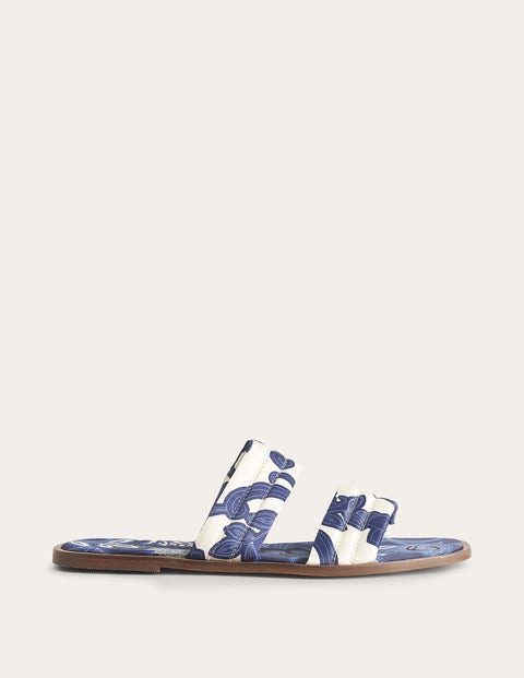 Printed Satin Slide Sandals Blue Women Boden, Blue Ribbon, Paisley Whirl