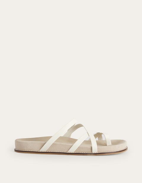 Boden Multi Strap Flat Sandals Ecru Leather Women