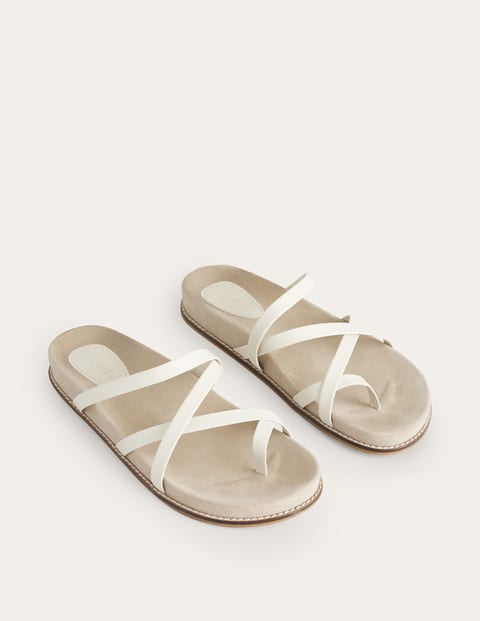 Multi Strap Flat Sandals - Ecru Leather | Boden UK