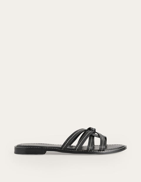 Mutli Strap Sliders Black Women Boden