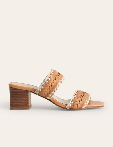 Woven Strap Heeled Sandals Tan Woven Leather Women Boden, Tan Woven Leather