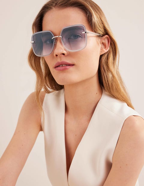 Sonnenbrille mit abgeschrägten Kanten Damen Boden, Rauchblau