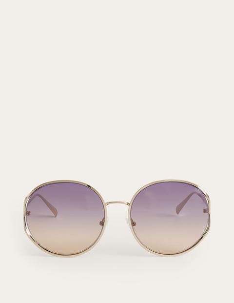 Runde Sonnenbrille mit Drahtgestell Damen Boden, Gold