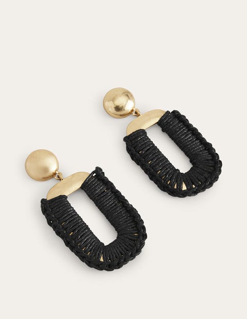Wrapped Rectangle Earrings Black Women Boden