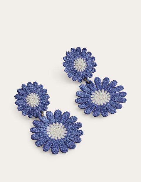 Floral Lace Earrings Blue Women Boden