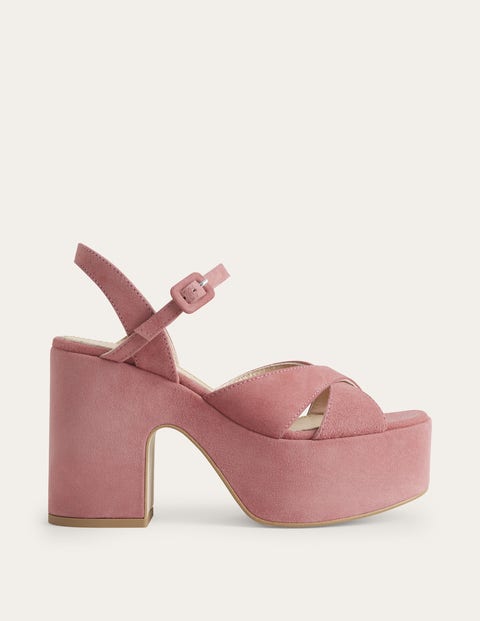 Cross Strap Platform Wedges Pink Women Boden