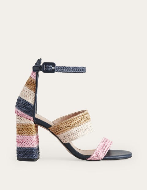 Woven Striped Heeled Sandals Multi Women Boden