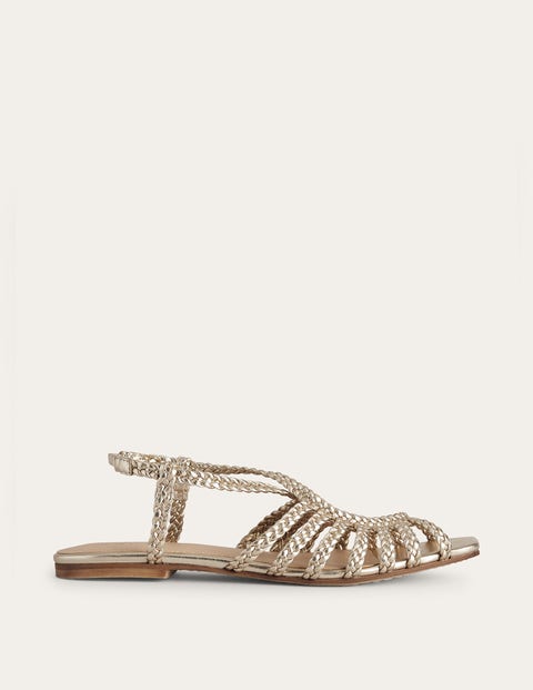 Woven Multistrap Flat Sandals - Gold | Boden EU