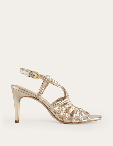 Woven Multistrap Heeled Sandal Gold Women Boden