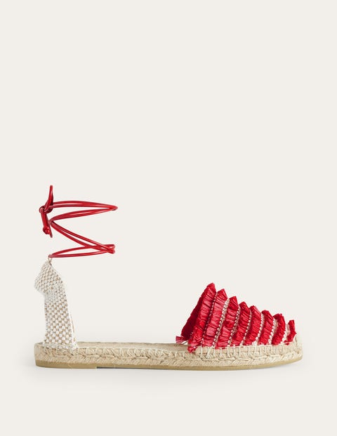 Boden Fringe Detail Flat Espadrilles Vermillion Red Women