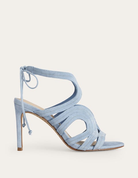 Boden Cut Out Heeled Sandals Delph Blue Suede Women