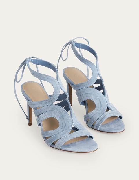 Cut Out Heeled Sandals - Delph Blue Suede | Boden US