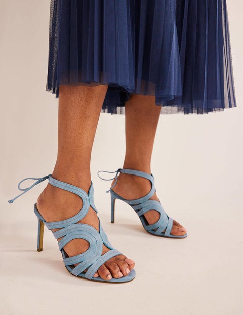 Cut Out Heeled Sandals Blue Women Boden, Delph Blue Suede