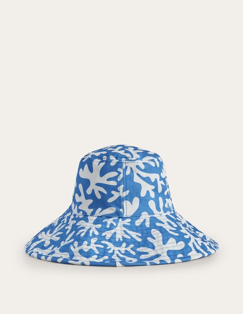 Printed Canvas Bucket Hat - Blue Coral | Boden UK