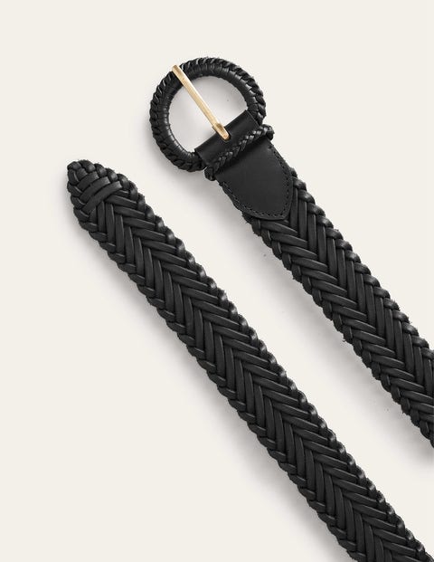 Woven Leather Belt - Black | Boden US