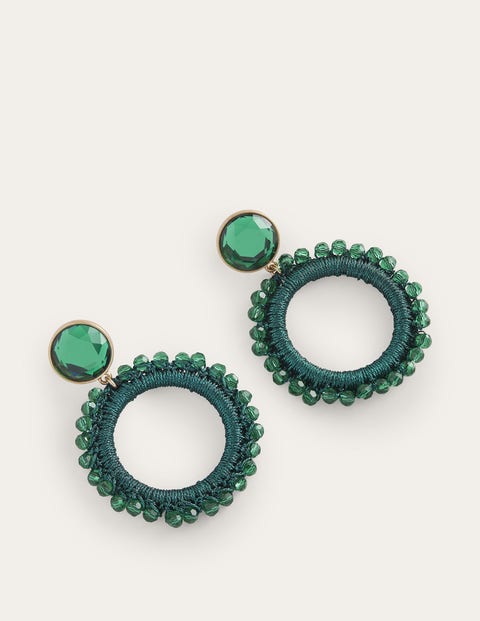 Beady Ring Earrings Green Women Boden