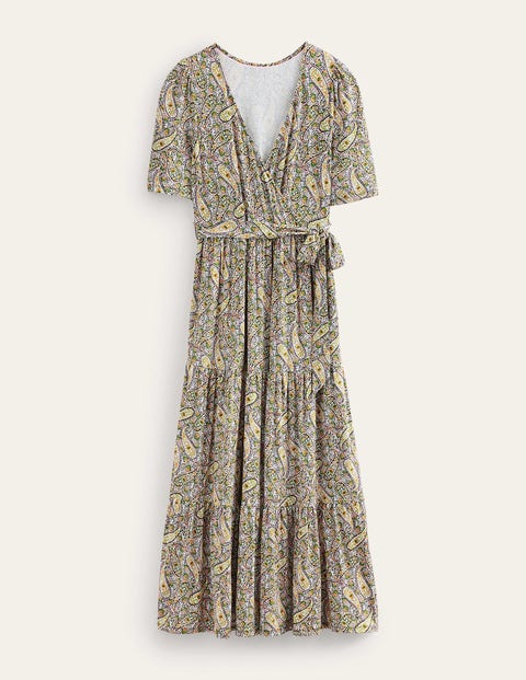 Tiered Wrap Jersey Maxi Dress Green Women Boden