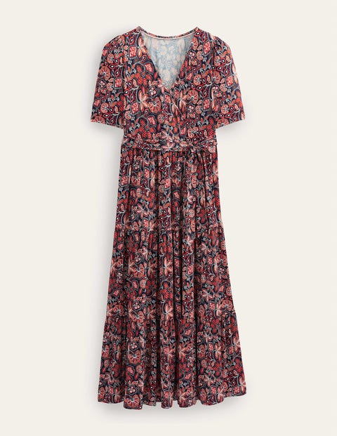 Tiered Wrap Jersey Maxi Dress Brown Women Boden