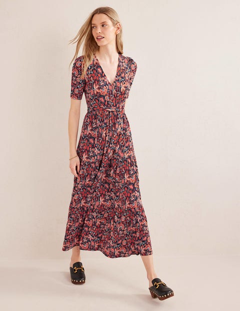 Tiered Wrap Jersey Maxi Dress - Rust, Oriental Lily | Boden AU