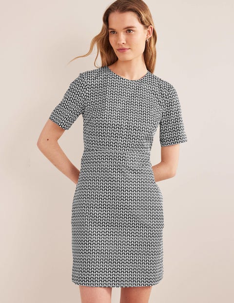 Cotton Mini Shift Dress - Black, Tulip Bud