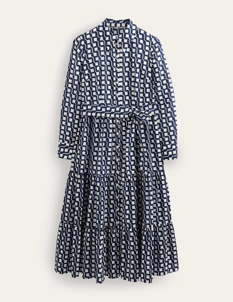Boden Flo Cotton Midi Shirt Dress Navy, Cube Geo Women | ModeSens