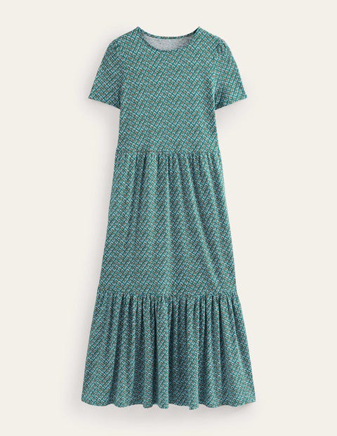 Tiered Easy Jersey Midi Dress Green Women Boden