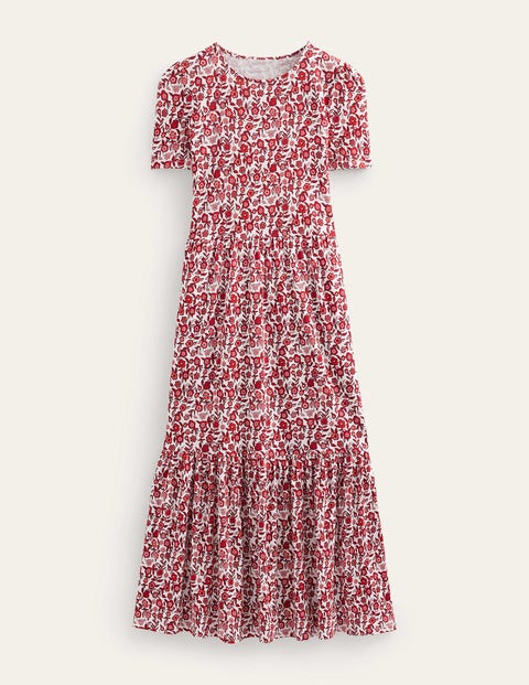 Tiered Easy Jersey Midi Dress Red Women Boden