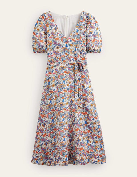 robe midi à empiècements et jupe corolle femme boden, blu