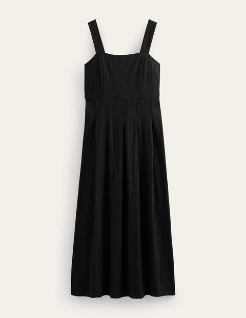 Strappy Seersucker Midi Dress - Black | Boden UK