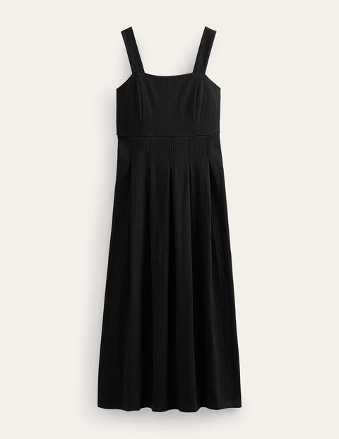 Strappy Seersucker Midi Dress Black Women Boden