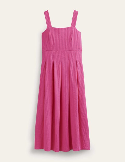 Strappy Seersucker Midi Dress Pink Women Boden