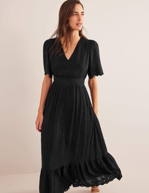 Broderie Maxi Dress - Black | Boden US