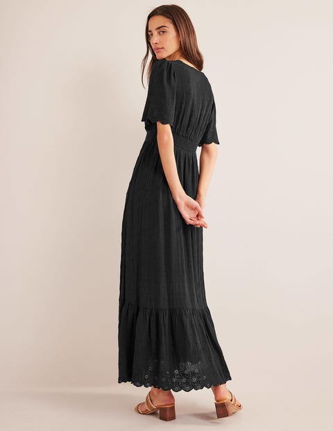 Broderie Maxi Dress - Black | Boden US