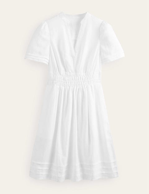 Pintuck Detail Mini Dress White Women Boden