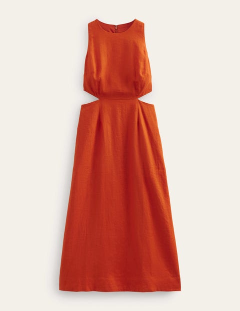 Leinen-Midikleid mit Cut-outs Women Boden, Rostrot